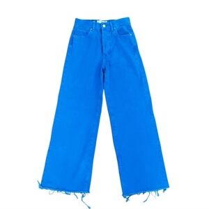 Mango Nora High Waist Wide Leg Jeans Bright Blue